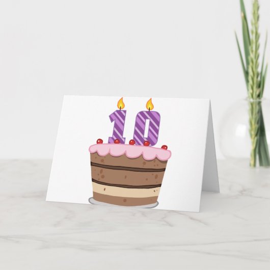 Leeftijd 10 op de Birthday Cake Kaart (Voorkant)