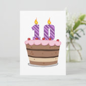 Leeftijd 10 op de Birthday Cake Kaart (Staand voorkant)
