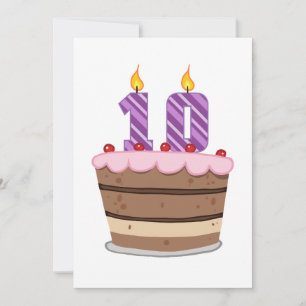 Leeftijd 10 op de Birthday Cake Kaart
