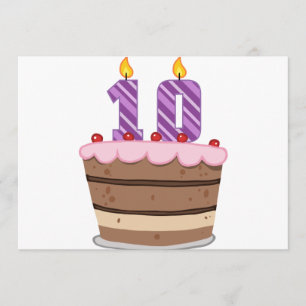Leeftijd 10 op de Birthday Cake Kaart