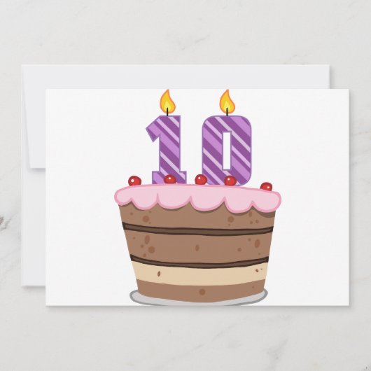 Leeftijd 10 op de Birthday Cake Kaart (Voorkant)