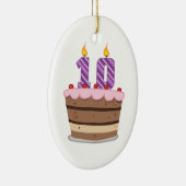 Leeftijd 10 op de Birthday Cake Keramisch Ornament (Rechts)