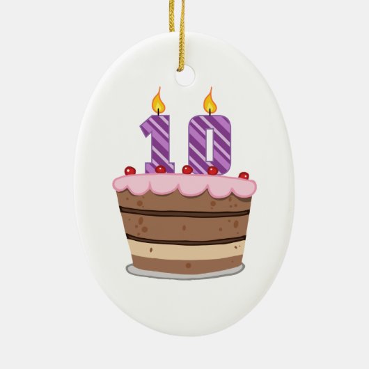 Leeftijd 10 op de Birthday Cake Keramisch Ornament (Achterkant)