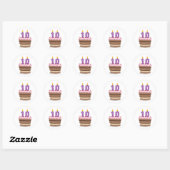 Leeftijd 10 op de Birthday Cake Ronde Sticker (Vel)