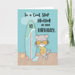 Leeftijd 10-stap Brother Birthday Beach Funny Racc Kaart