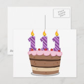 Leeftijd 111: Birthday Cake Briefkaart (Voorkant / Achterkant)