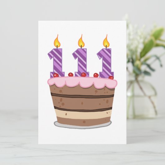 Leeftijd 111: Birthday Cake Kaart (Staand voorkant)