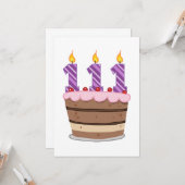 Leeftijd 111: Birthday Cake Kaart (Voorkant / Achterkant in situ)