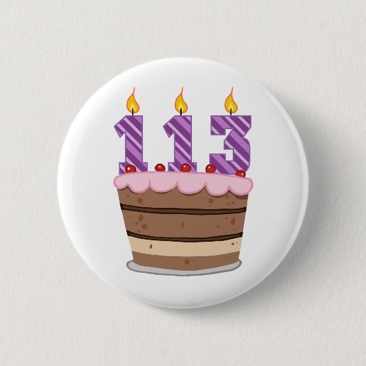 Leeftijd 113: Birthday Cake Ronde Button 5,7 Cm (Voorkant)