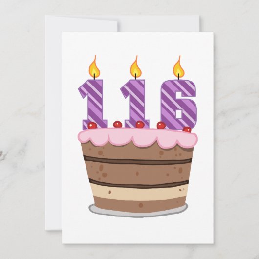 Leeftijd 116 op de Birthday Cake Kaart (Voorkant)