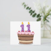 Leeftijd 11 op de Birthday Cake Briefkaart (Staand voorkant)
