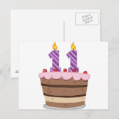 Leeftijd 11 op de Birthday Cake Briefkaart (Voorkant / Achterkant)