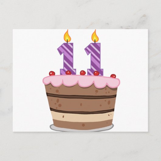 Leeftijd 11 op de Birthday Cake Briefkaart (Voorkant)