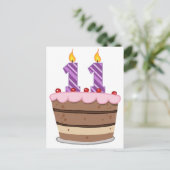 Leeftijd 11 op de Birthday Cake Briefkaart (Staand voorkant)