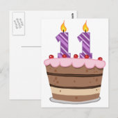 Leeftijd 11 op de Birthday Cake Briefkaart (Voorkant / Achterkant)