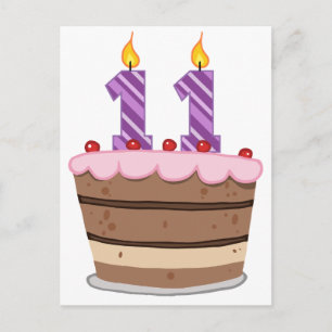 Leeftijd 11 op de Birthday Cake Briefkaart