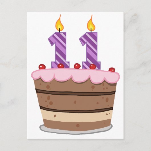 Leeftijd 11 op de Birthday Cake Briefkaart (Voorkant)