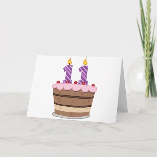 Leeftijd 11 op de Birthday Cake Kaart (Voorkant)