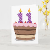 Leeftijd 11 op de Birthday Cake Kaart (Gele Bloem)