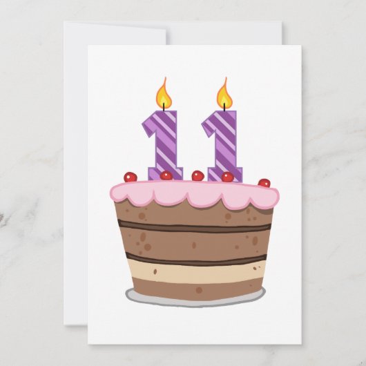 Leeftijd 11 op de Birthday Cake Kaart (Voorkant)