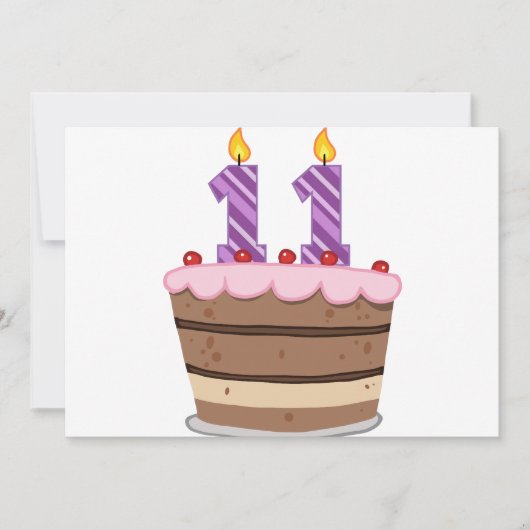 Leeftijd 11 op de Birthday Cake Kaart (Voorkant)