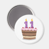 Leeftijd 11 op de Birthday Cake Magneet (Voorkant / Achterkant)