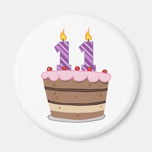Leeftijd 11 op de Birthday Cake Magneet (Voorkant)