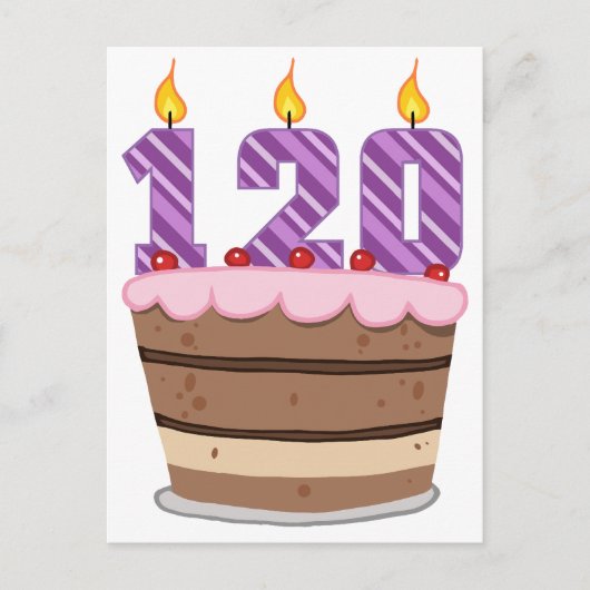 Leeftijd 120 op de Birthday Cake Briefkaart (Voorkant)