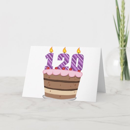 Leeftijd 120 op de Birthday Cake Kaart (Voorkant)
