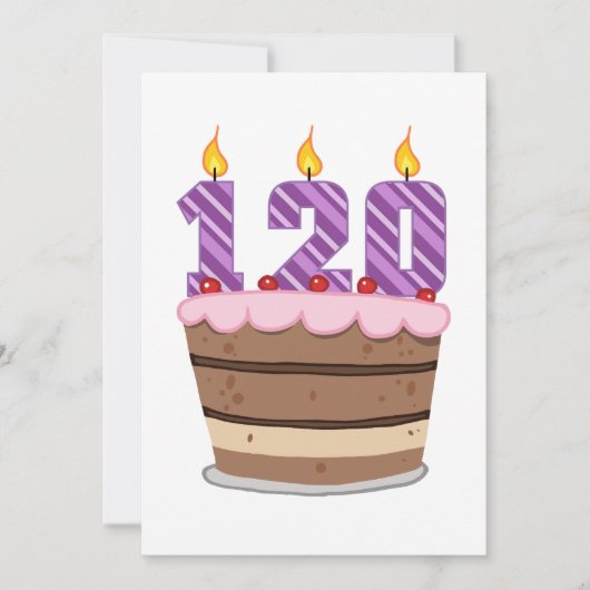 Leeftijd 120 op de Birthday Cake Kaart (Voorkant)