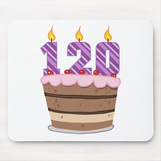 Leeftijd 120 op de Birthday Cake Muismat (Voorkant)