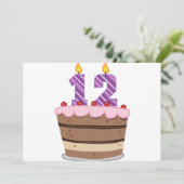 Leeftijd 12 op de Birthday Cake Kaart (Staand voorkant)