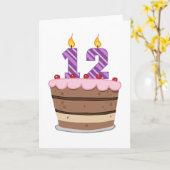 Leeftijd 12 op de Birthday Cake Kaart (Gele Bloem)