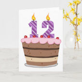 Leeftijd 12 op de Birthday Cake Kaart (Gele Bloem)