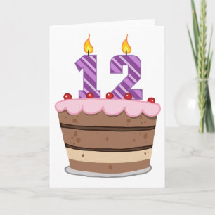 Leeftijd 12 op de Birthday Cake Kaart