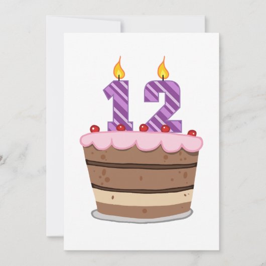Leeftijd 12 op de Birthday Cake Kaart (Voorkant)