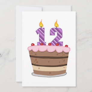 Leeftijd 12 op de Birthday Cake Kaart
