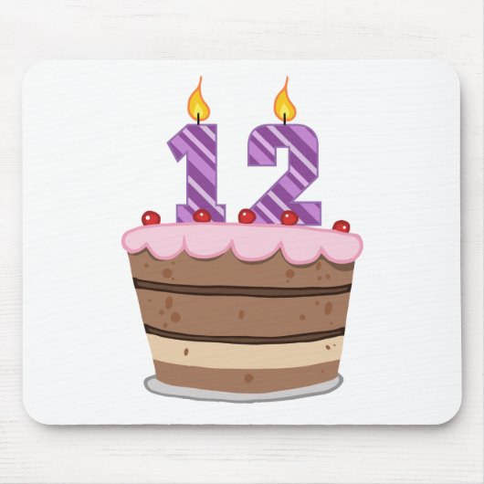 Leeftijd 12 op de Birthday Cake Muismat (Voorkant)
