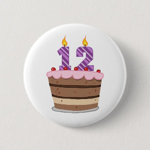 Leeftijd 12 op de Cake van de Verjaardag Ronde Button 5,7 Cm