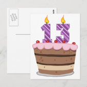 Leeftijd 13 op de Birthday Cake Briefkaart (Voorkant / Achterkant)