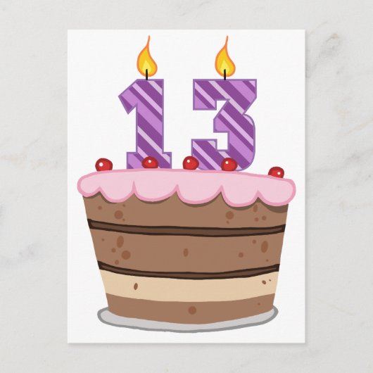 Leeftijd 13 op de Birthday Cake Briefkaart (Voorkant)