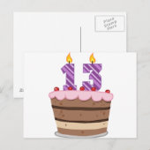 Leeftijd 13 op de Birthday Cake Briefkaart (Voorkant / Achterkant)