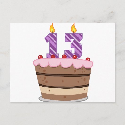 Leeftijd 13 op de Birthday Cake Briefkaart (Voorkant)