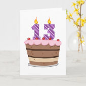 Leeftijd 13 op de Birthday Cake Kaart (Gele Bloem)