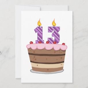 Leeftijd 13 op de Birthday Cake Kaart