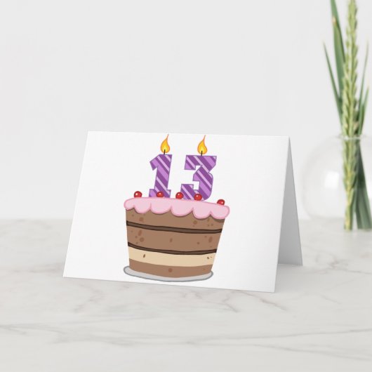 Leeftijd 13 op de Birthday Cake Kaart (Voorkant)