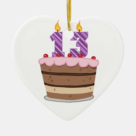 Leeftijd 13 op de Birthday Cake Keramisch Ornament (Voorkant)