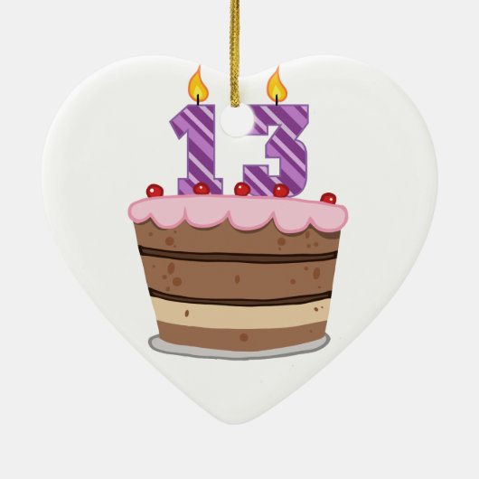 Leeftijd 13 op de Birthday Cake Keramisch Ornament (Achterkant)