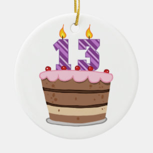 Leeftijd 13 op de Birthday Cake Keramisch Ornament
