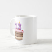 Leeftijd 13 op de Birthday Cake Koffiemok (Voorkant links)